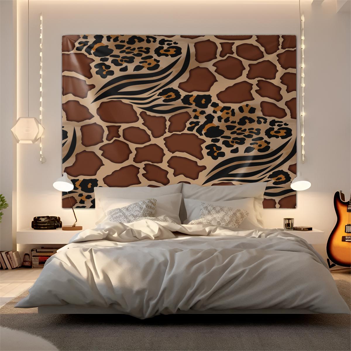 Wild Texture Leopard Print Tapestry, Premium Flannel with Great Drape,  Nails Trendy Vibes as Binge-Watching Backdrop or Accent Wall Decor, Ideal Gift