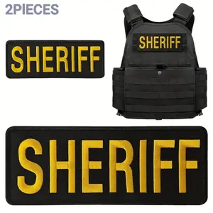 2 Piece Police Embroidered Badge Set, Stylish Embroidery, Suitable for Chief Uniform Vests Jackets Hats, Small and Large Pieces, DIY Supplies