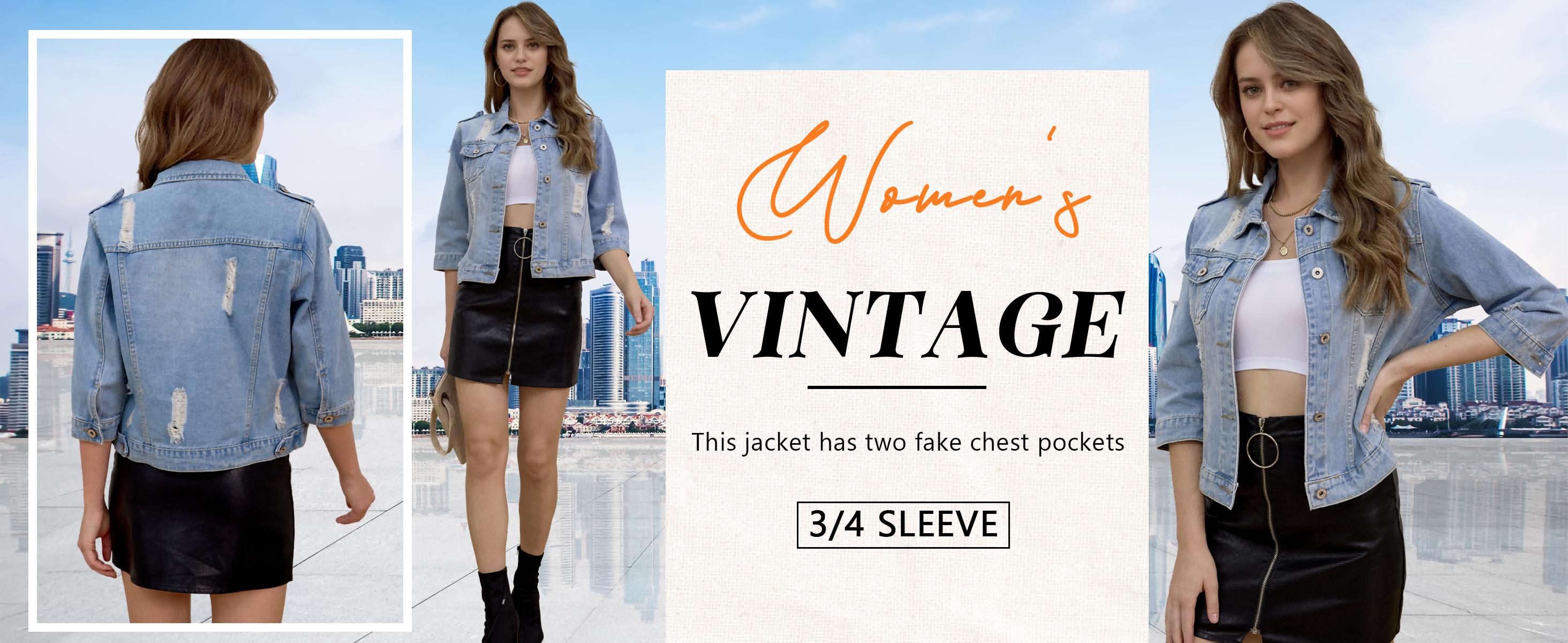 Hixiaohe Women’s 3/4 Sleeve Washed Denim Jackets Distressed Light Cropped Jean Jackets Coats Casual Womenswear TikTokShopBlackFriday SpringStatements