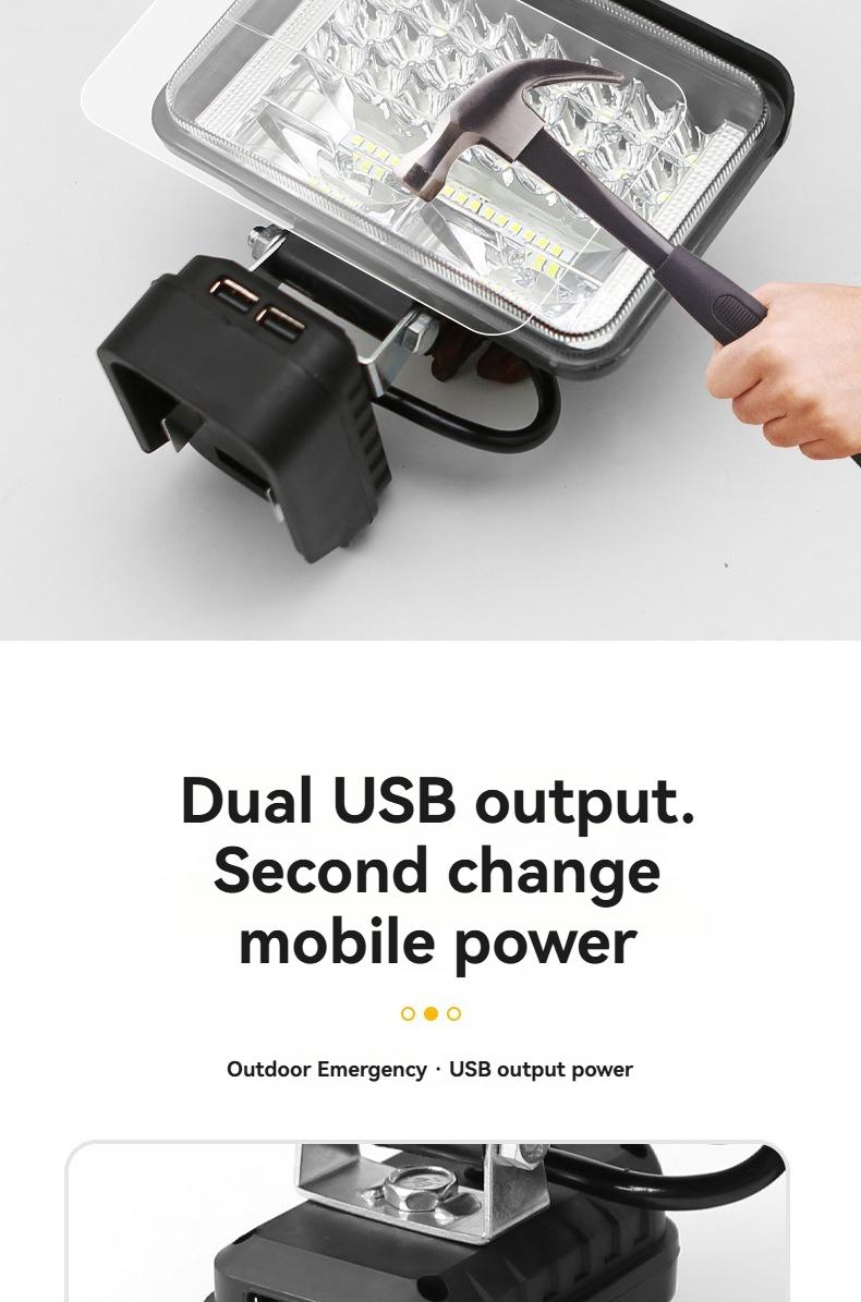 High Brightness LED Work Light Compatible with Makita & Dayi Lithium Batteries, Super Bright Outdoor Floodlight, Portable Emergency Job Site Lamp for Construction Repair Camping, Waterproof Cordless LED Flashlight Tool Light