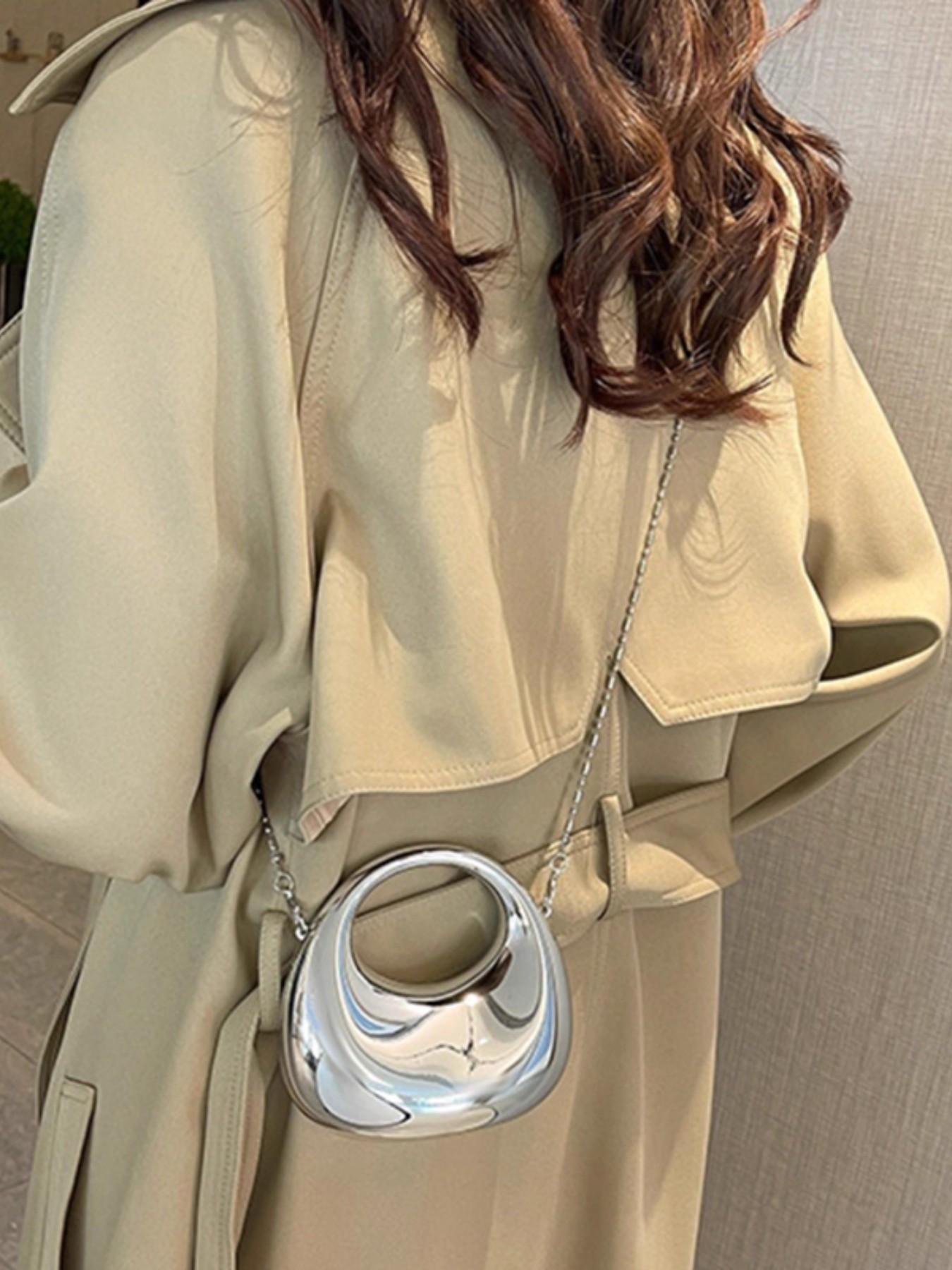 Sweet Cool Mini Acrylic Bag, Design Sensible Small Wallet, Single Shoulder Crossbody Chain Coin Accessory, Candy Color Shell Glossy Moon Box Party Handbag