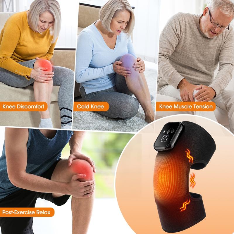 Heated Knee Massager with 3 Vibration Modes 3 Heating Levels, Heated Wrap Knee Support, Ideal Gifts