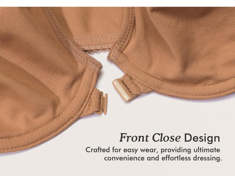 DELIMIRA Women's Front Closure Racerback Bras Plus Size Full Coverage Supportive Underwire Plunge Unlined Bra