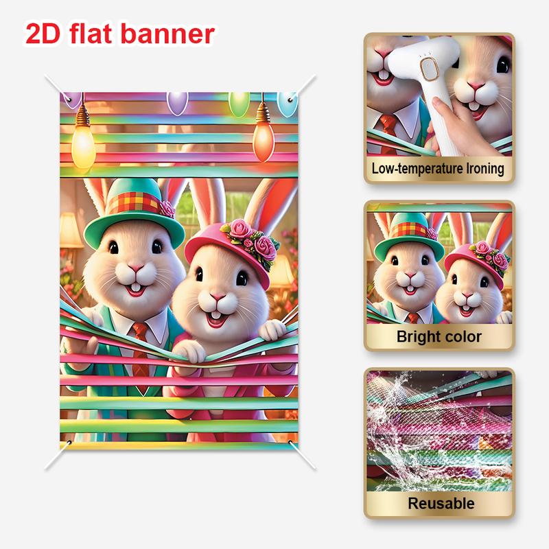 1pc, Easter Decorative Window and Door Cover - Happy Easter Decorative Flag, suitable for indoor/outdoor Spring Easter holiday decoration, for home, garden and courtyard