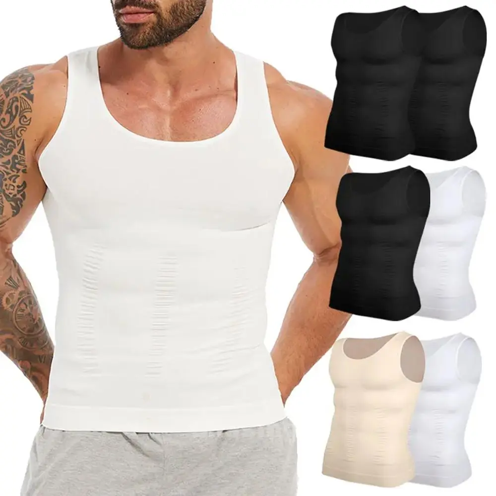 1-2 Pack Men Compression Vest Tank Top ,Sleeveless Shirt ,Shapewear T-Shirt Sport Men Workout Training Basketball GYM Vest  Underwear for All Season