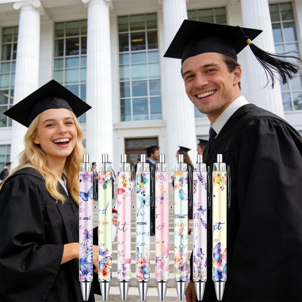 8/16/24 Pcs Christian Butterfly Ballpoint Pens, Bible Verse Inspirational Quotes Pens Set, Religious Flower Butterfly Smooth Writing Gifts for Women, Coworker Teacher, Office School Supplies