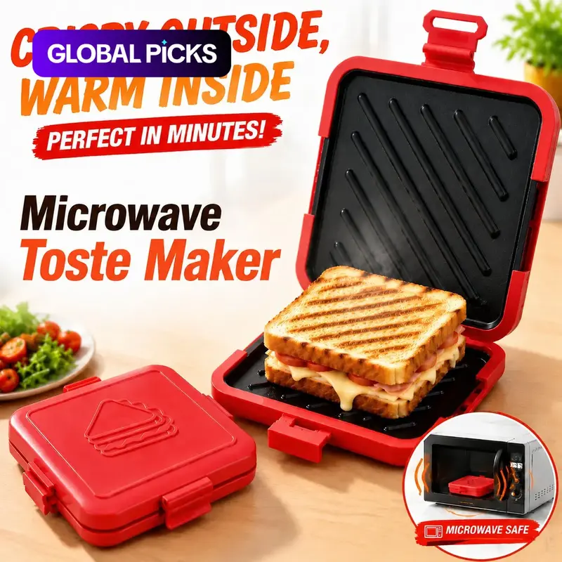 Toasite Microwave Nonstick Sandwich Maker Sandwich Toaster Non-Stick Grill Plate & Griddle, Gourmet Sandwich Press, No Power Needed, Time-Saving & Dishwasher Safe #GLOBAL PICKS