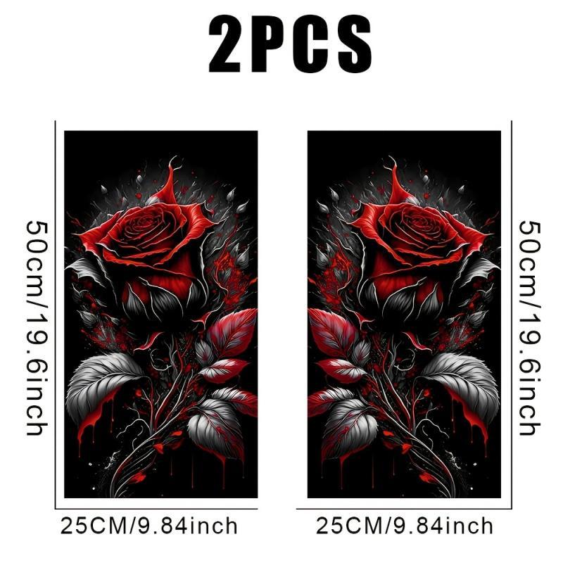Rose Pattern Car Window Sticker, 1 Pair Car Window Decal, Car Exterior Decoration Accessories for Car, SUV, Truck, Lorry, Van, Car Accessories