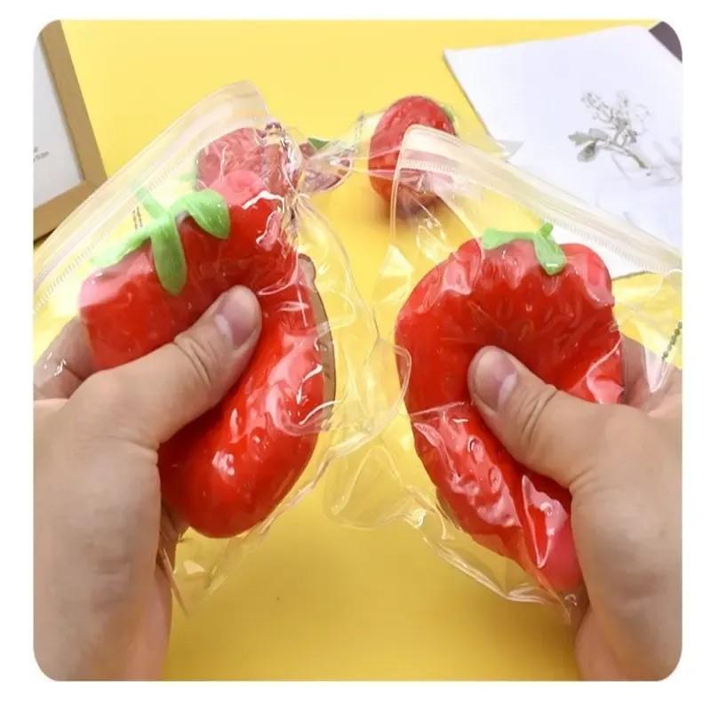 Large Strawberry Plush Toy, Slow Bounce Fruit Ventilation Toy, Sensory Comfort Toy, Home Decor Interactive Prize, Birthday Gift, Stress Relief Decoration, Squishy Toy, Stress Relief Toy, Sensory Stress Balls, Fidget Toys