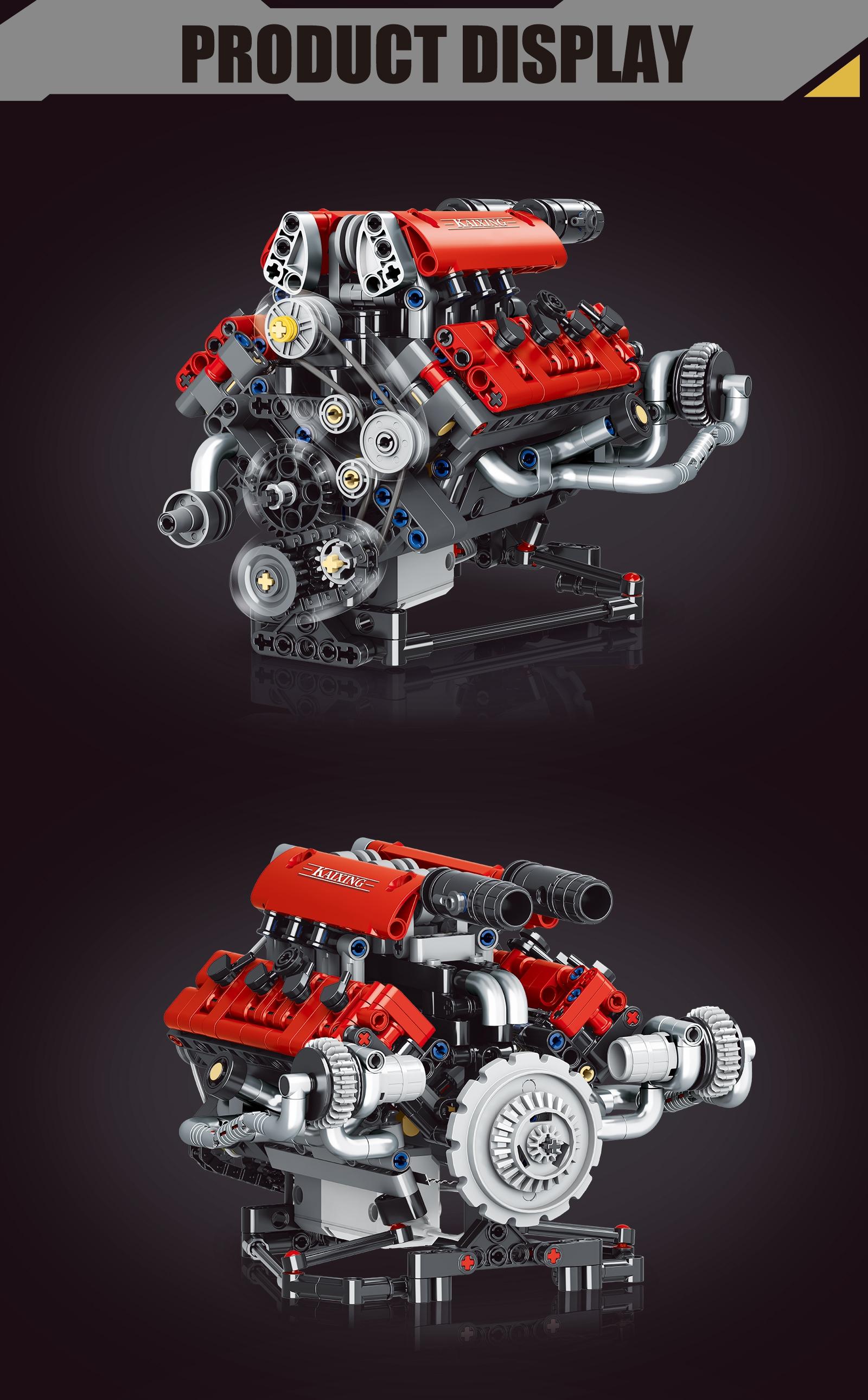 V8 Engine Building Kit 660+ Pieces, Dynamic Transmission Model with Visible Gears, Stem Educational Toy for Kids, Perfect Gift for Car Enthusiasts