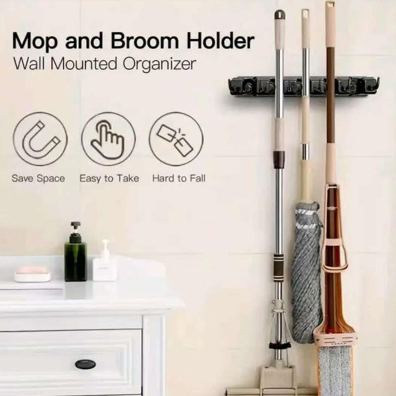 Multi-function Magic Broom & Mop Hook, WallMounted Storage, 1 Count Multi-grid Broom &Mop Holder, Portable Household Broom & MopOrganizer, Plastic Hooks, Space Saver Organizer, Home Supplies #TOPPICKS