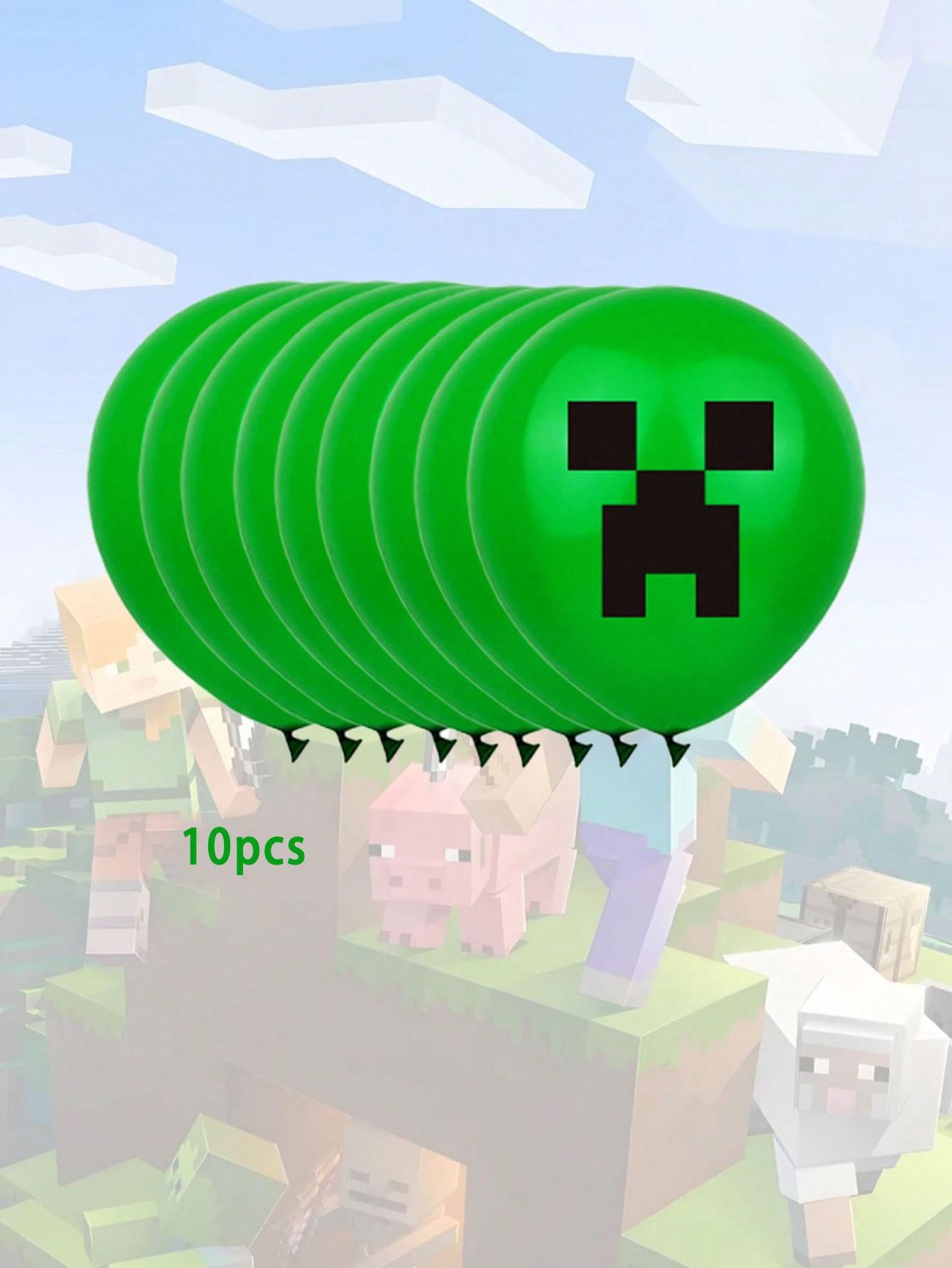 10pcs Multi-Color Theme Balloons Set, Christmas Party Decorations, Pixel Game Style Holiday Balloons, Perfect for Festive Events