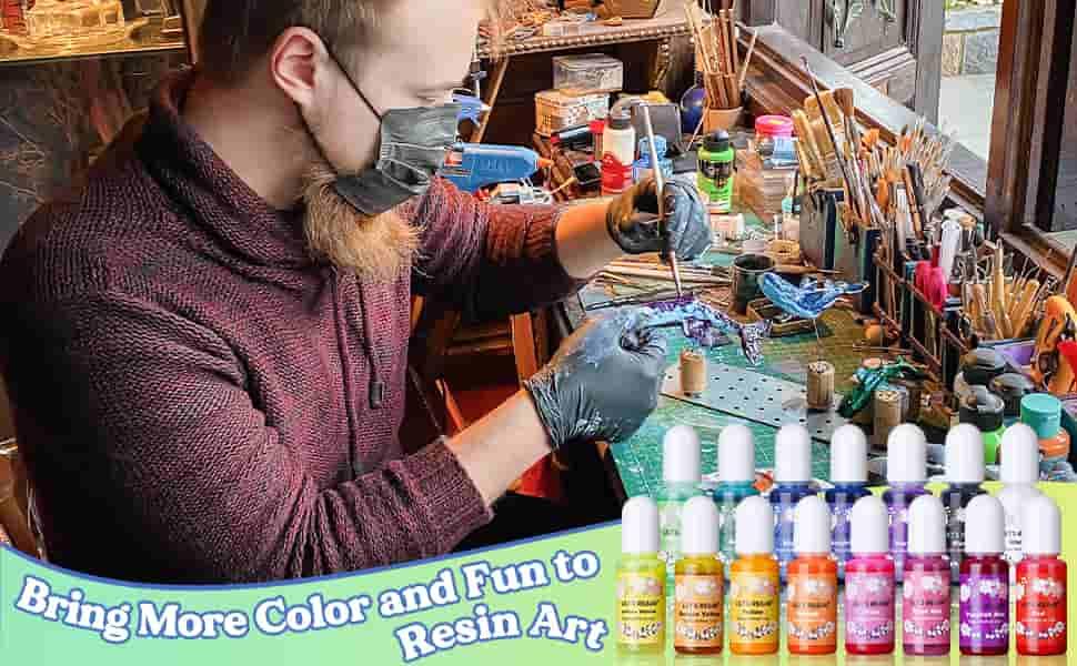 Epoxy Resin Dye,15 Color Translucent Epoxy Resin Pigment,Odorless Concentrated Epoxy Resin Paint Each 0.35oz,Liquid Resin Colorant for Resin Coloring,Epoxy Resin,Resin Molds-LET'S RESIN
