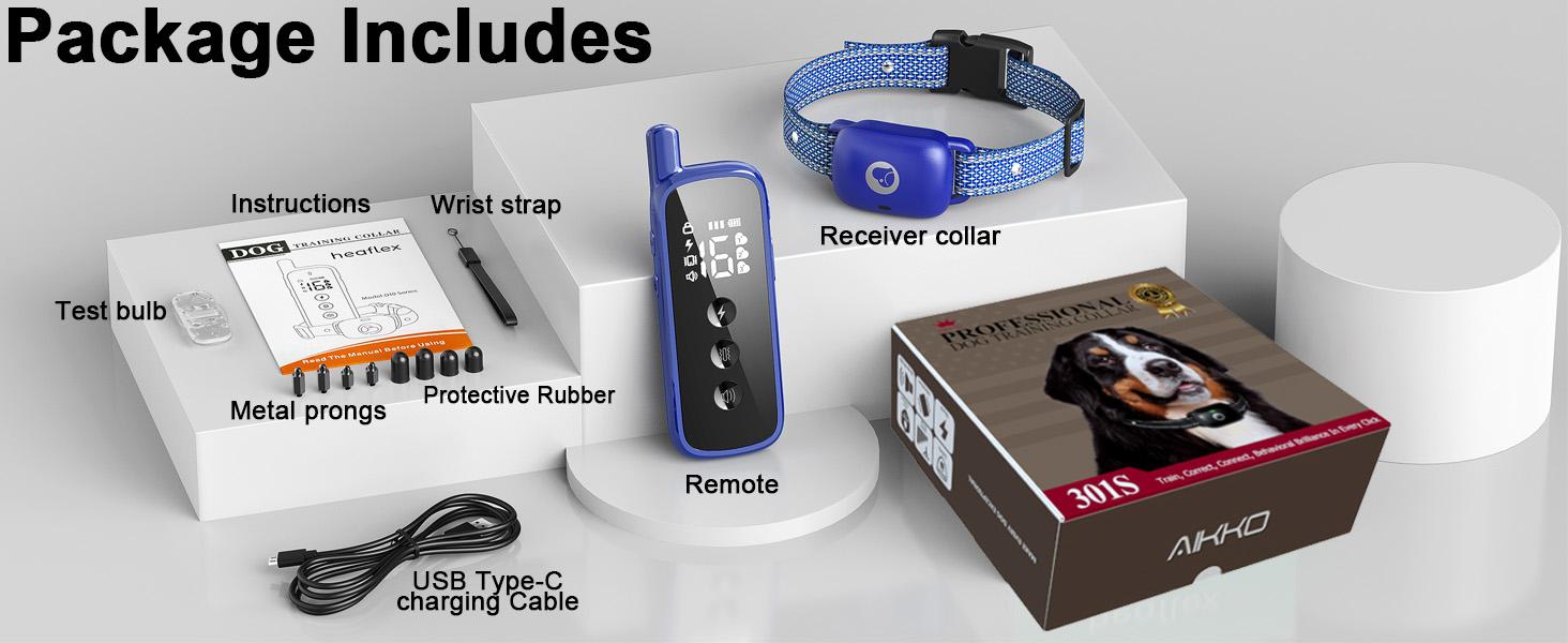 Dog Shock Collar Electric Training e-Collar, Training Collars, Anti-Barking Device with Remote, 3 Modes Beep Vibration Shock , Security Lock , IPx7 Waterproof, Up to 2600 Feet Range
