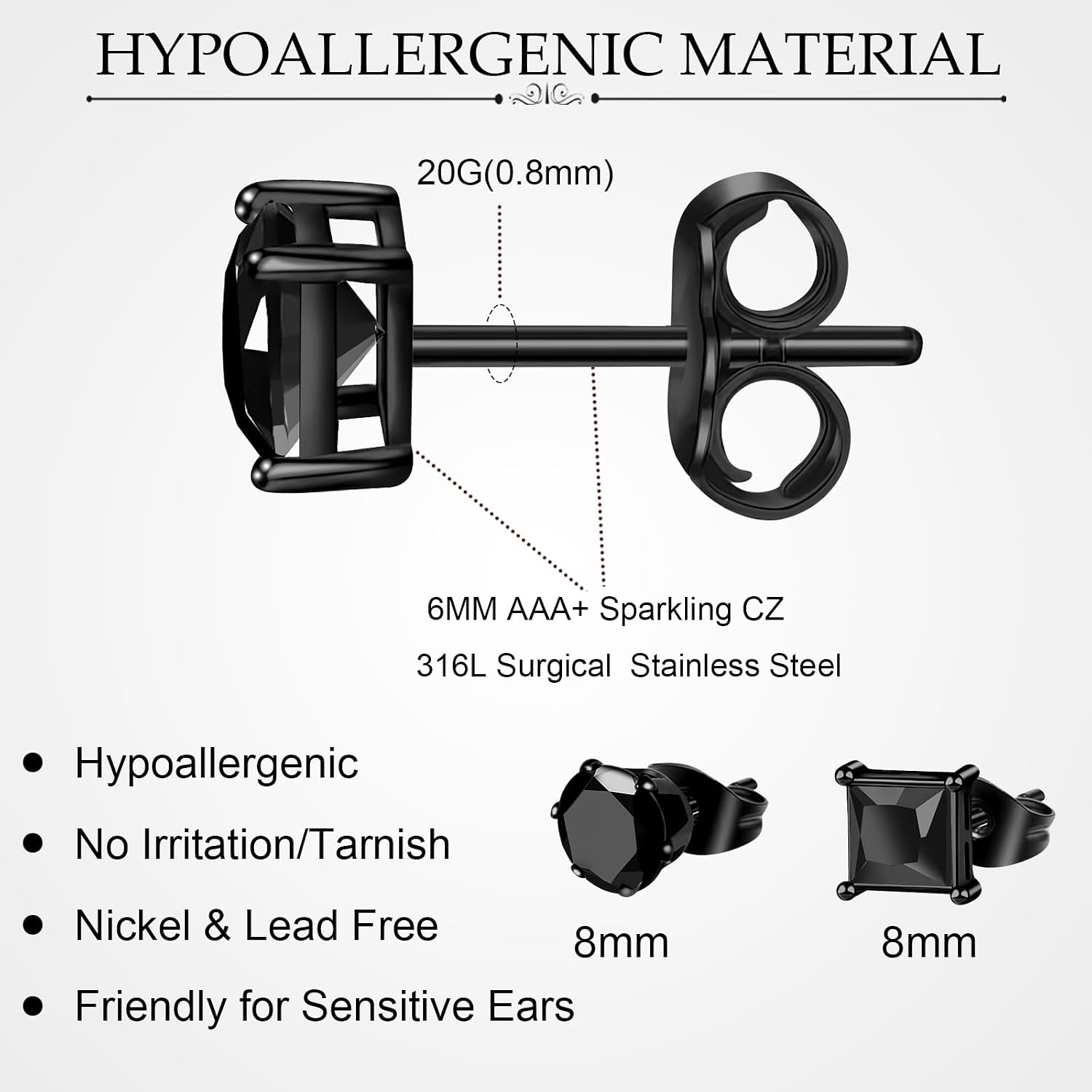 12/18 Pcs Mens Earrings Black Earrings for Men Stainless Steel Earrings Stud Hoop Punk Earrings Set 12/18 Pcs Mens Earrings Black Earrings for Men Stainless Steel Earrings Stud Hoop Punk Earrings Set