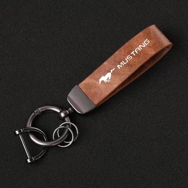 Luxury Genuine Leather Keychain, Car Key Ring for Ford Focus Mk2 Mk3, Fiesta Mk7, Ranger, Mondeo Mk4, S-Max, Kuga, Mustang Accessories
