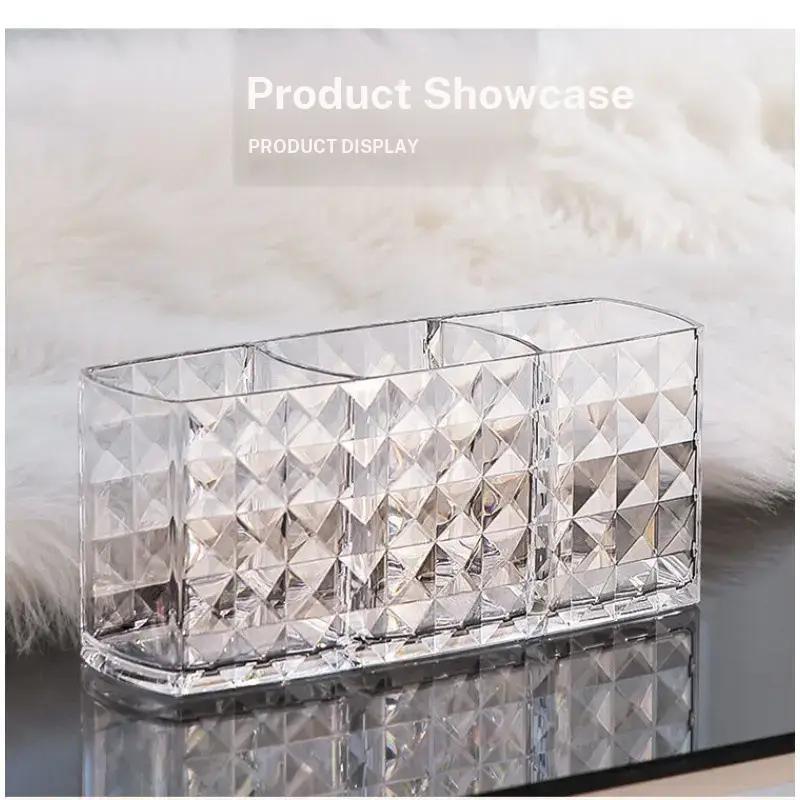 Transparent Makeup Brush Organizer, Large Capacity Cosmetic Storage Box, Modern Design for Vanity and Bathroom, Elegant and Functional