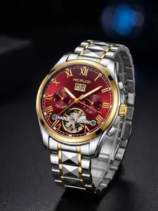 A Men's 2025 New Waterproof Luminous Hollow Advanced Multi functional Fully Automatic Mechanical Watch Luminous Fashionable Watch High End Watch