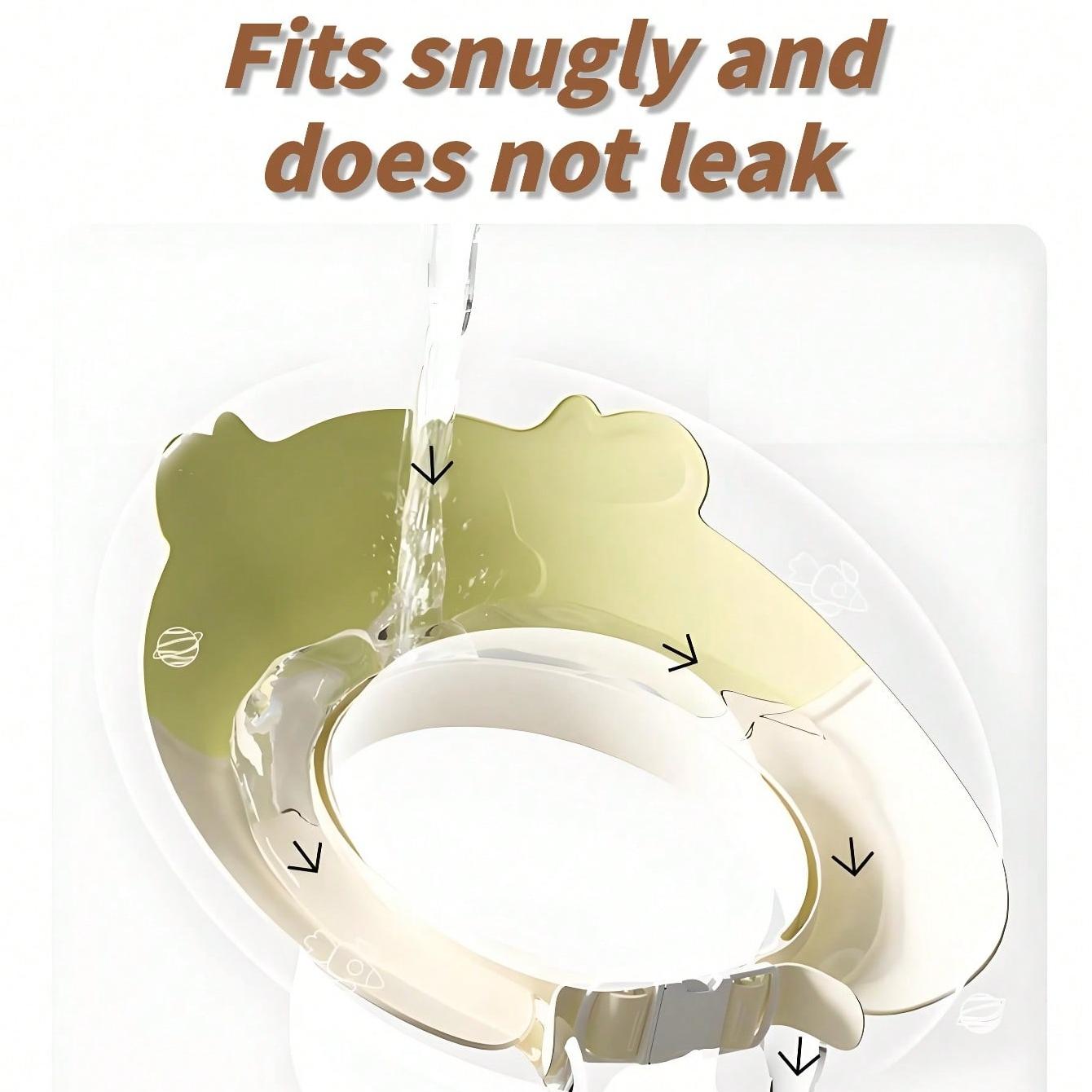 Cartoon Shower Cap/baby Bath Hat, Dual-Layer Portable Detachable Foldable, Wide Brim, Ear Protection, Adjustable Head Size, Three-Way Waterproof