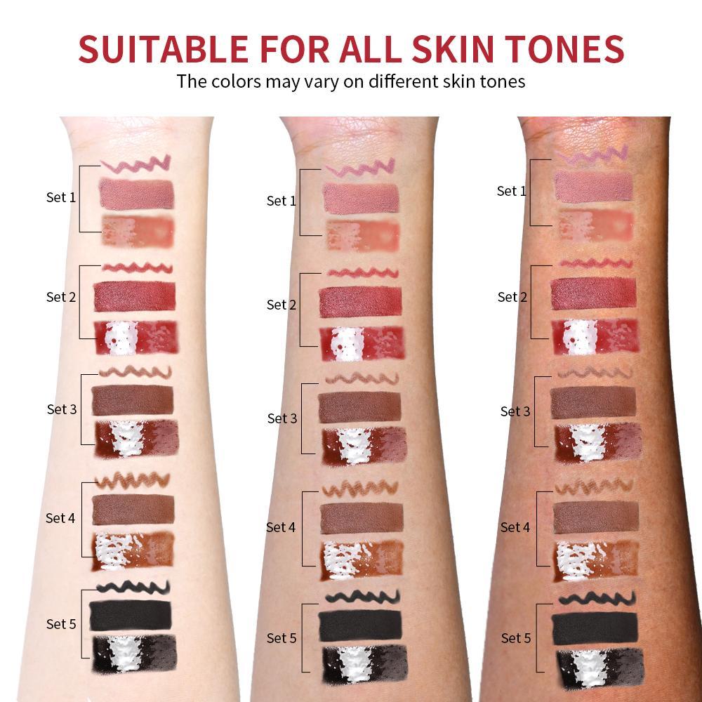 Iconic Mini Lip Kit, 3 Counts/Set, Waterproof and Smudge-Proof Lipstick Set, High-Pigment Lip Liner, Matte Lip Pencil, Lip Liner+Matte Lipstick+ Lip Gloss, All-in-One Longwear Lip Makeup, for Outdoor and Travel, Lip Cosmetics, Lip Makeup