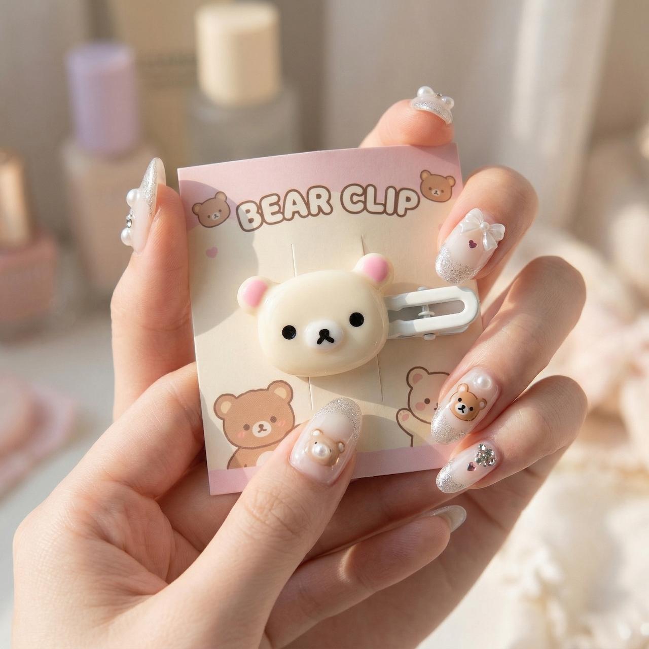 4pcs Cute Bear Hair Clips, Korean Style Girl Fashion, Metal Spring Clip, Daily Versatile Hair Accessories, Trendy and Stylish