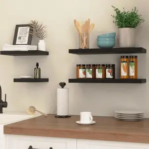 Wall Mounted Storage Rack, No-Drill Wall Shelf Organizer, Wall Mountable, Durable Wooden Design for Bedroom & Kitchen Organization