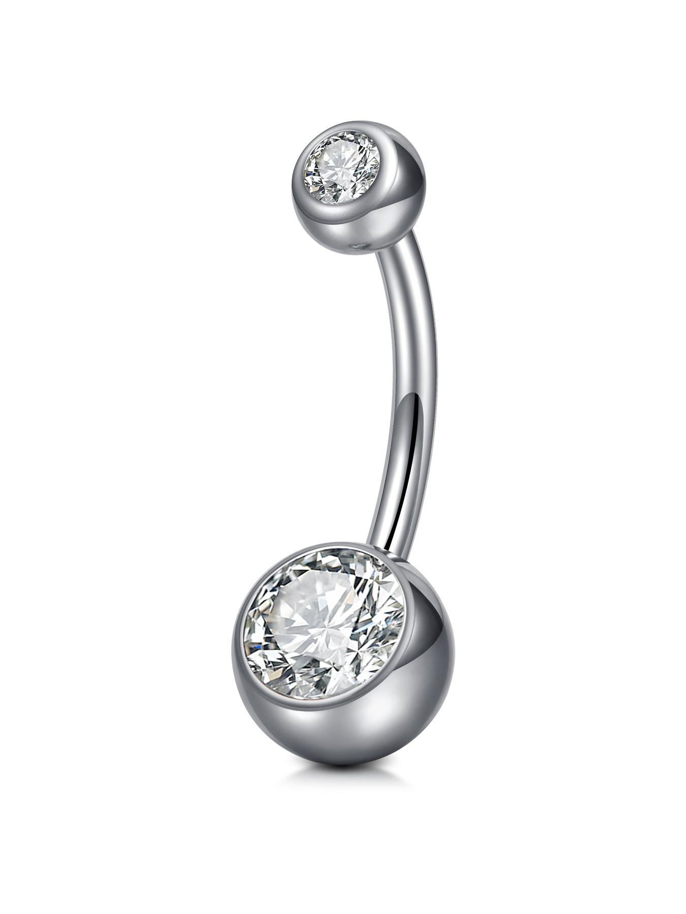 14Gauge Belly Button Rings, G23 Titanium Alloy Cubic Zirconia Navel Barbell Rings Body Piercing Jewelry 6/8/10/12/14/16mm
