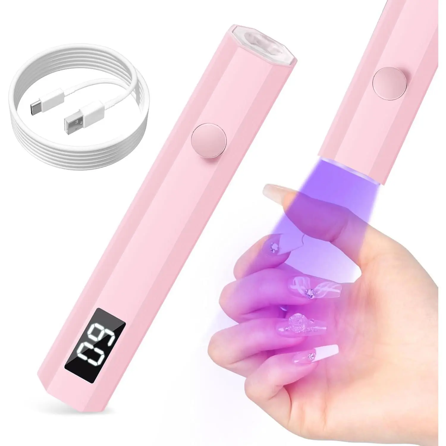 Portable Nail Dryer Lamp, Cordless UV LED Nail Light for Gel Nails, Rechargeable Professional Gel Curing Lamp with Timer Digital Display, Nail Tech Art Supplies for Salon & Home DIY