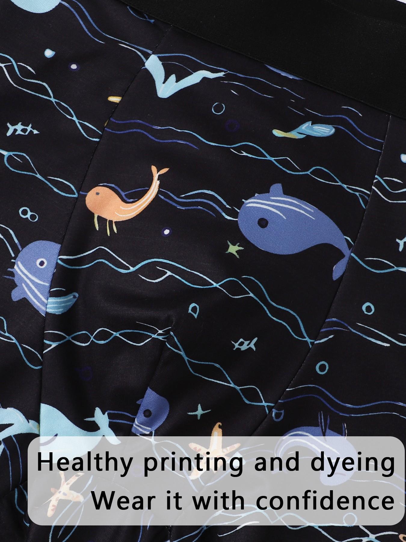 Men's Ocean Series Boxer Briefs with cartoon prints, comfortable and breathable, offering a different style every day!
