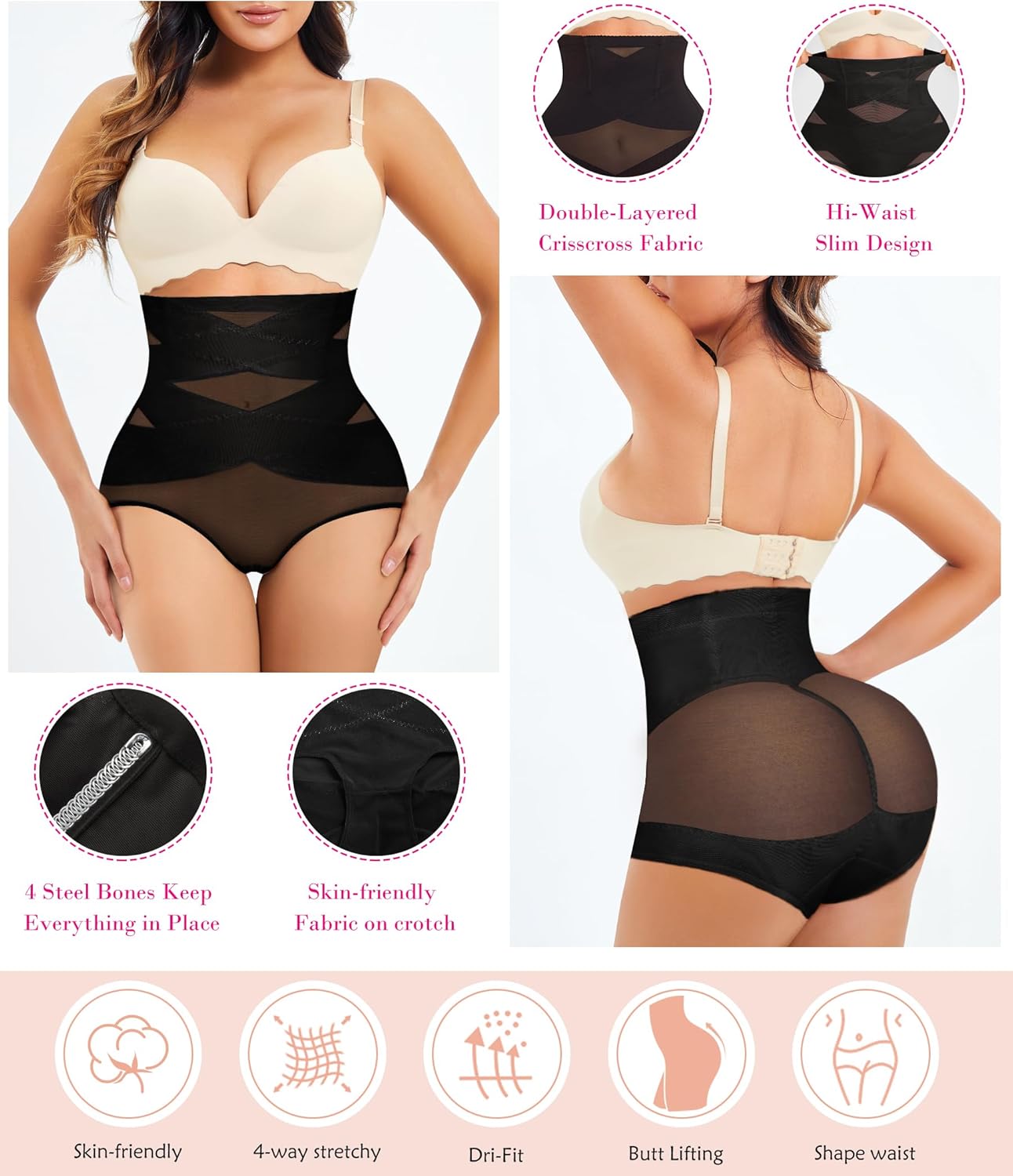 Women Shapewear Tummy Control High Waist Body Shaper Waist Cincher Stomach Shapewear Briefs