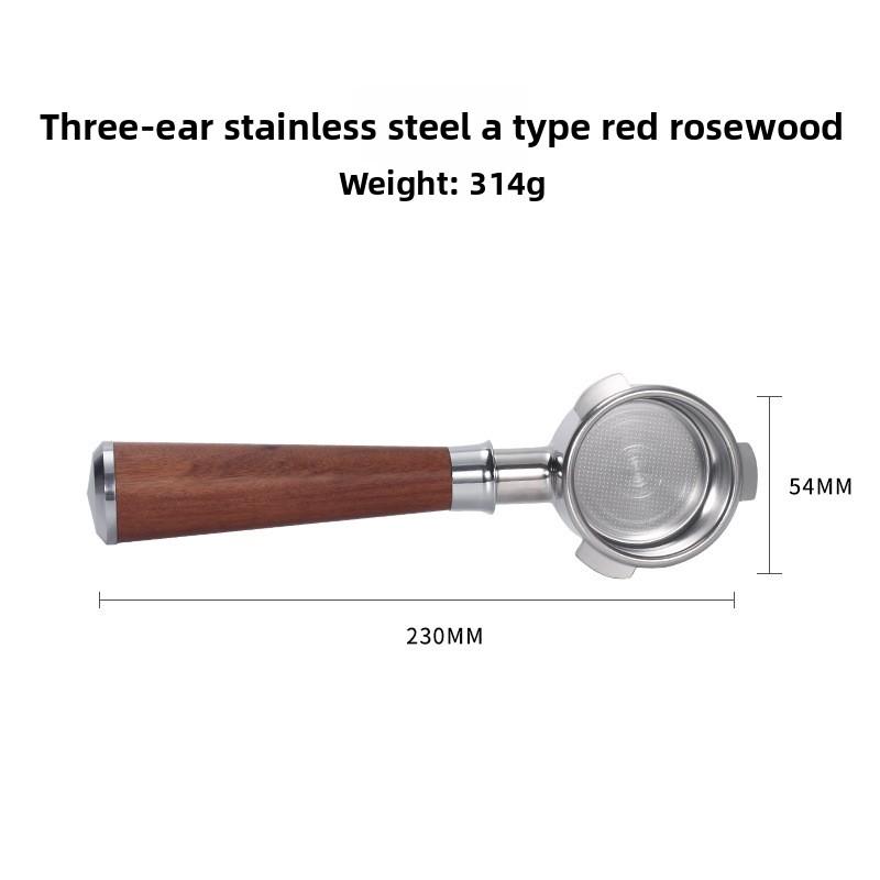 Stainless Steel 54mm Bottomless Coffee Portafilter, Bofu 3-Ear-A Model Purple Sandalwood Handle Replacement Accessory for Coffee Machines, Bofu 54Mm Three-Ear-A Model Purple Sandalwood