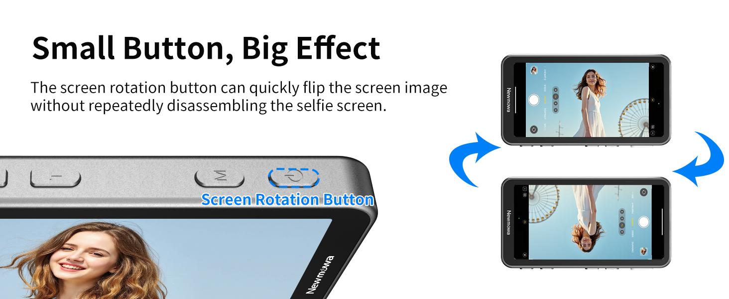 Newmowa Touchscreen Phone Vlog Selfie Monitor Screen, Magnetic Wireless Back Camera Selfie Monitor with Focus Adjustment ONLY for iPhone, Support 4K 30fps Wireless Recording for iPhone 15/16/17 TikTok YouTube Instagram