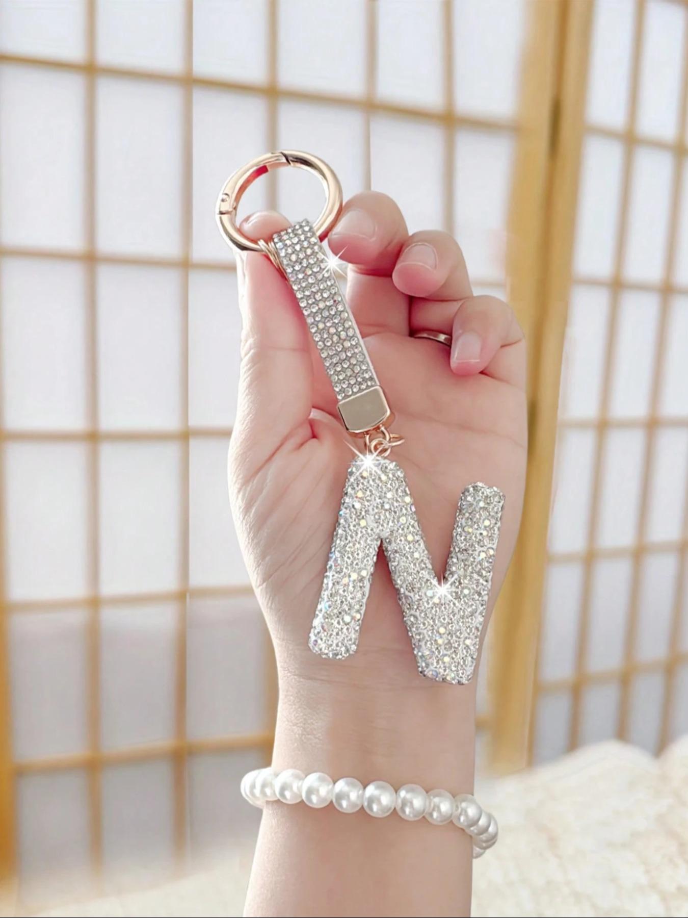 Shiny Rhinestone Letter Keychain, Lucky Crystal Pendant, Sparkling Alloy Charm, Perfect Gift for Bags and Backpacks, Women and Girls
