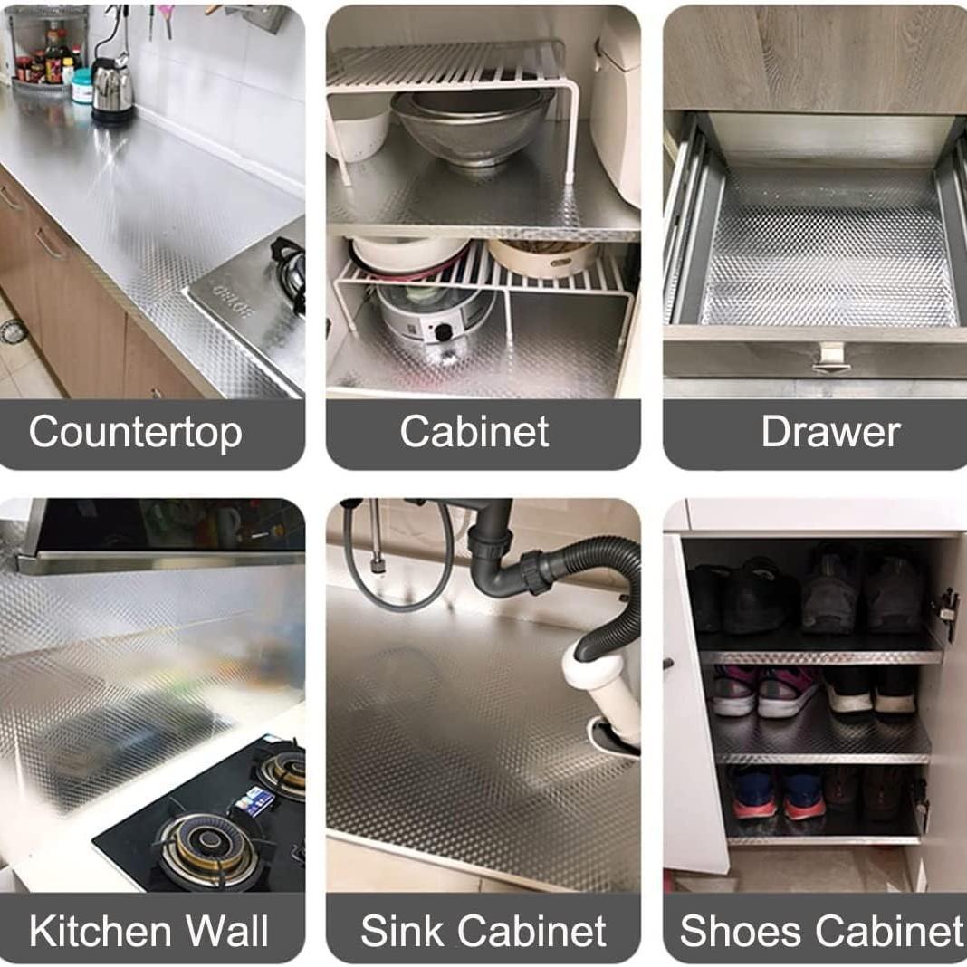 Kitchen Wallpaper Oil Proof Sticker, Aluminum Foil Backsplash, Self-Adhesive, Waterproof and Heat Resistant, 40cm Wide