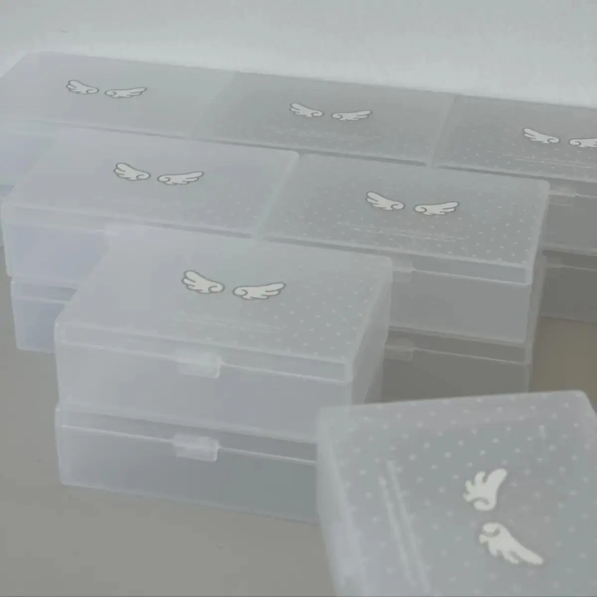 Frosted Casual Korean Photocard Storage Box Star Polka Dot Wings Desktop Dustproof Case for Stickers Polaroid Ins Style Holder