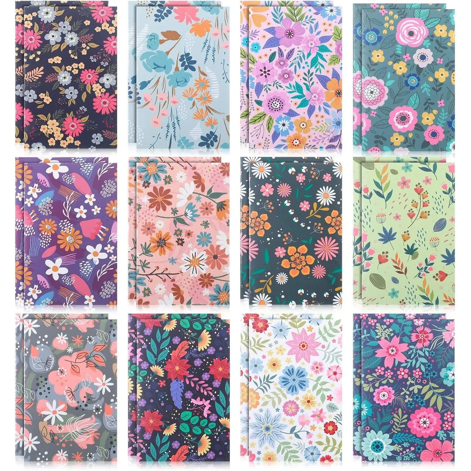 24 Pcs Mini Floral Notepads Colorful Pocket Notebooks Bulk Bible Inspirational Notepad Small Journal for Party Office Home Coworkers Travel Gift Supplies Stylish