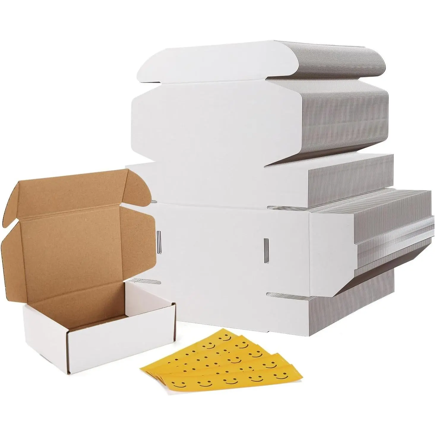 75 Pack 6x4x2 Small Shipping Boxes, White Corrugated Cardboard Mailer Box for Packing, Mailing, Business