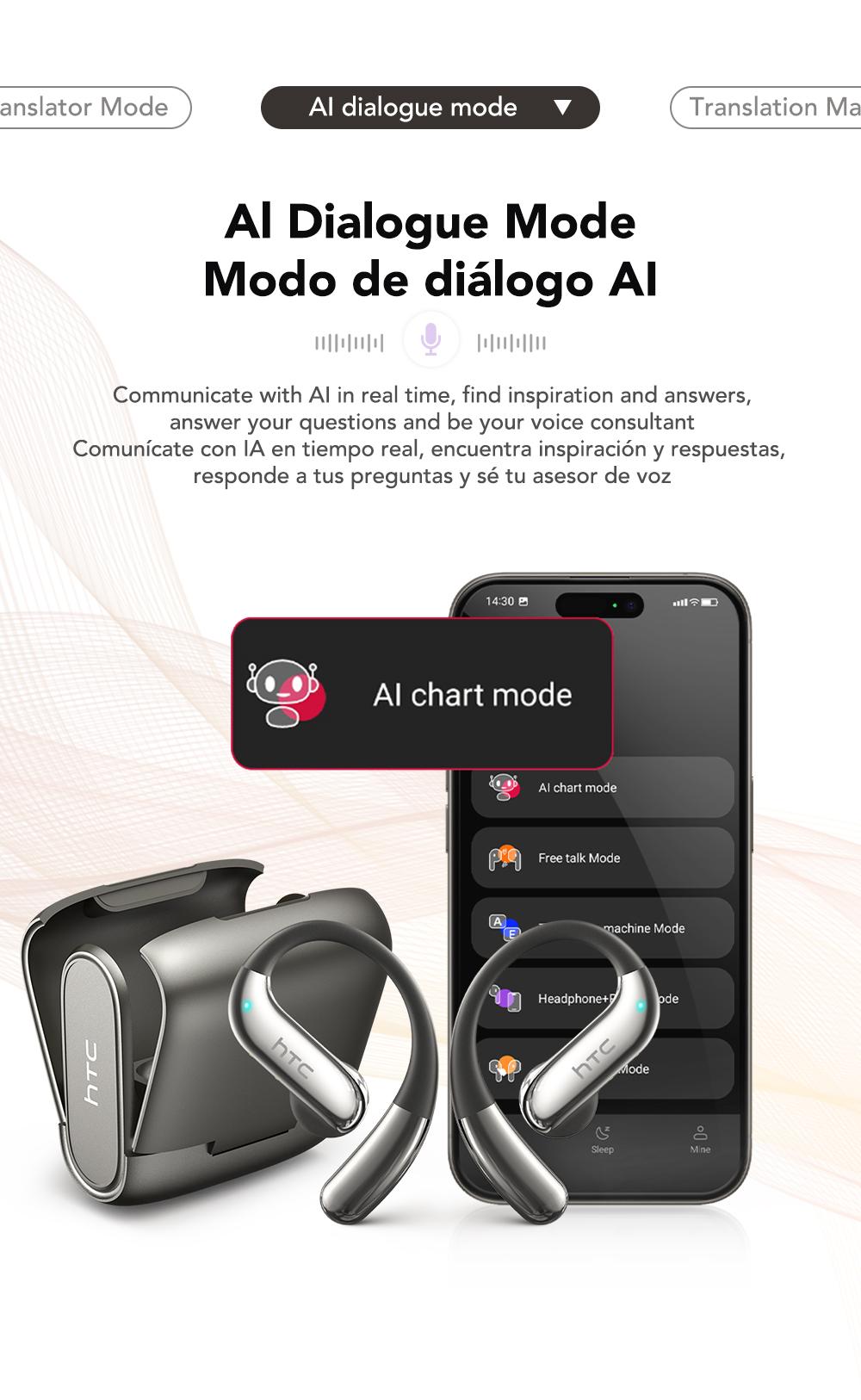 HTC NE23 Translation Earbuds, OWS Open Ear Headphone,Supports Translation in 134 Languages With APP, Bluetooth 6.0 Earphones, Wireless Earbuds for Music & Phone Calls, IPX5 Waterproof Sports Headphones with Long Endurance