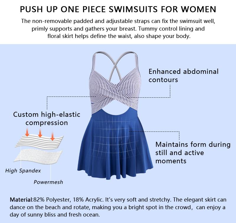 B2prity Women Cutout One Piece Skirt Swimsuit V Neck Wrap Tie Back Swimdress Tummy Control Bathing Suits High Rise Swimwear High Waist Swimwsuit