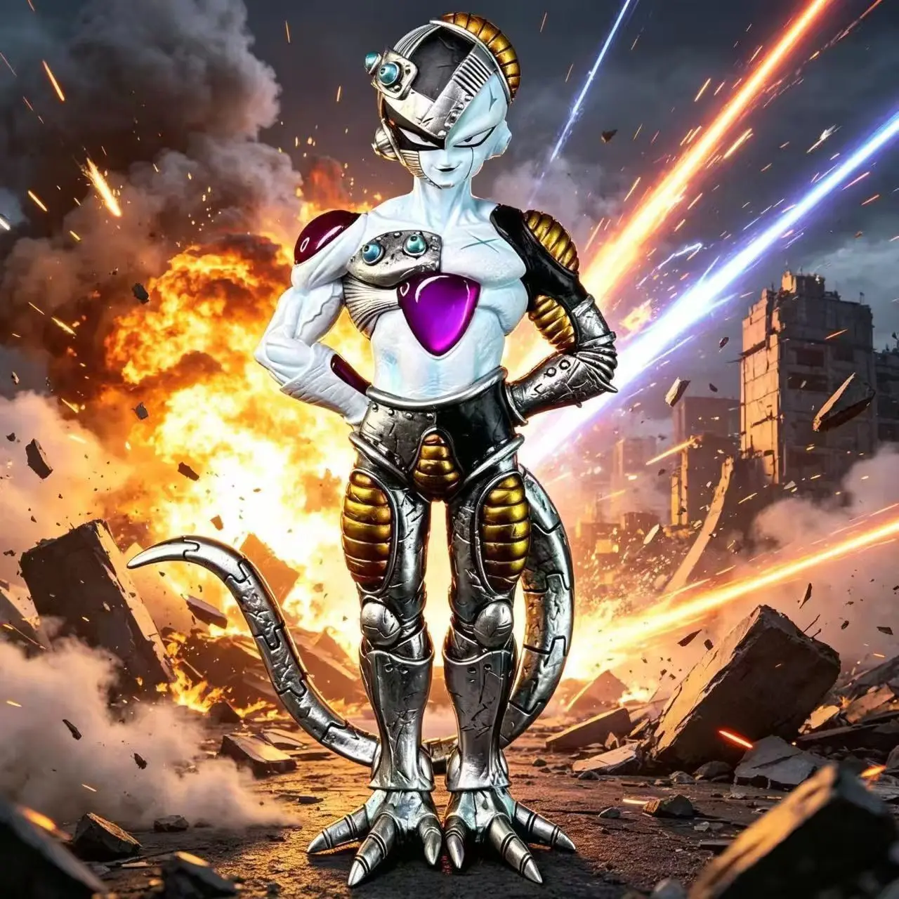 Dragon Ball Z Frieza Final Form Figure, Anime Character Statue, Detailed Body, Transparent Armor, PVC Material, Collectible Desk Decor