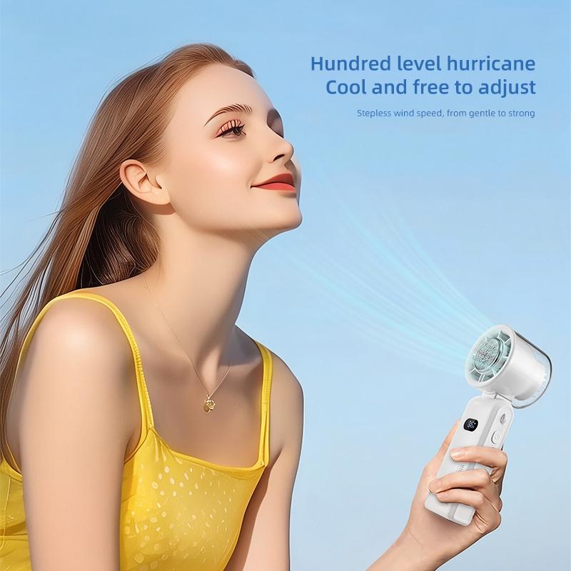 The 2026 newly upgraded handheld cooling folding fan, featuring a mini semiconductor 100-level turbo digital display ice-cooling fan, a large-capacity 3600mAh fan, strong wind power, and a lightweight design, is suitable for both home and outdoor use