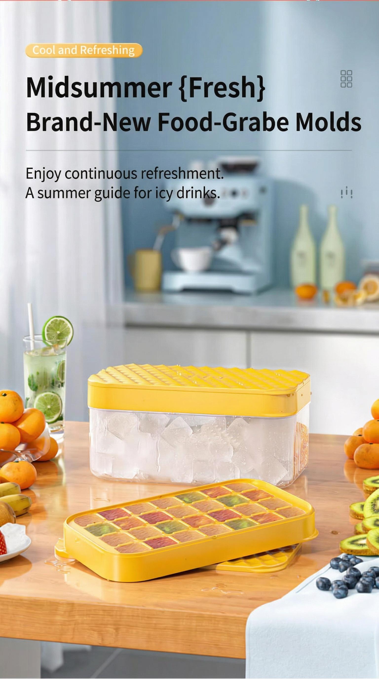 Silicone Ice Cube Tray Set with Storage Box, Food Grade Safe Material, Easy Demolding, Ideal for Home Use, Durable and Reusable