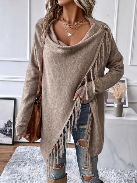 Women's Elegant Faux Fur Shawl Collar Sweater Coat, Long Sleeve Button Front Winter Outerwear, Thick Knit Casual Fashion Jacket