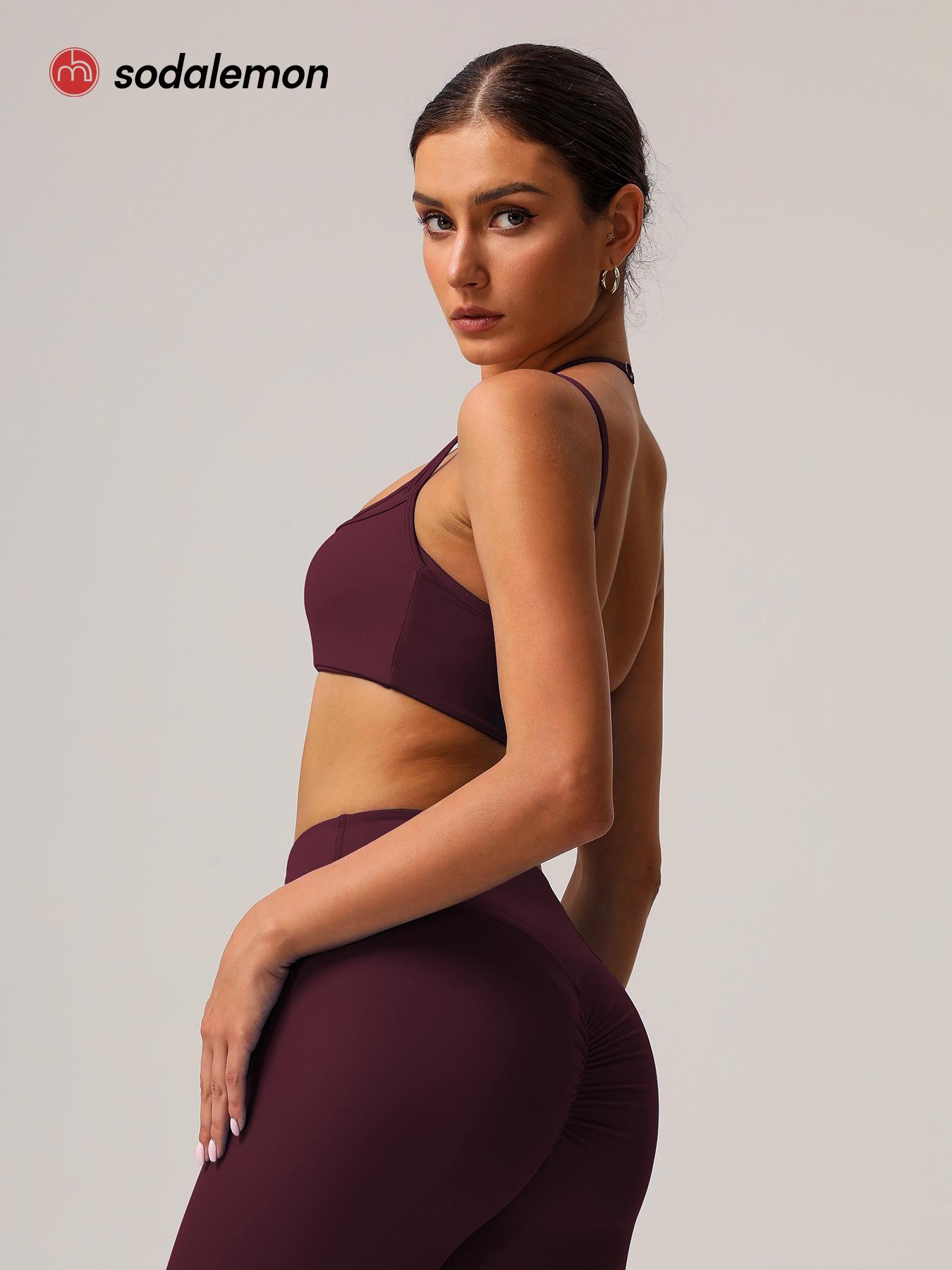 1 Piece Women's Fitness Bra, High-Elastic Thin-Strap Halter-Neck Sports Bra for Running and Yoga