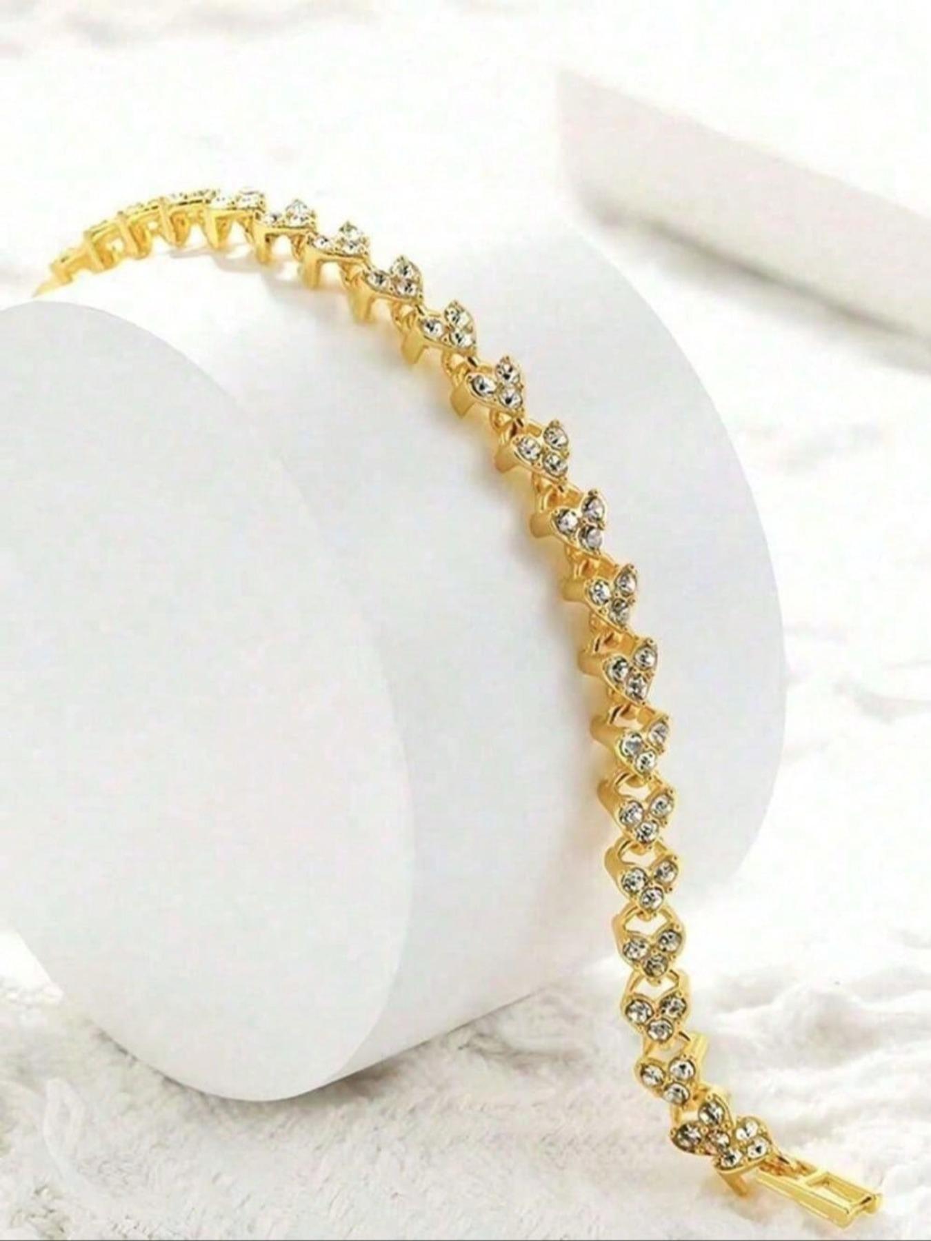 Roman Crystal Heart Rhinestone Bracelet Set, Elegant Design, Comfortable Fit, Perfect Gift for Sisters & Mothers, Ideal for Special Occasions, Exquisite Bracelet