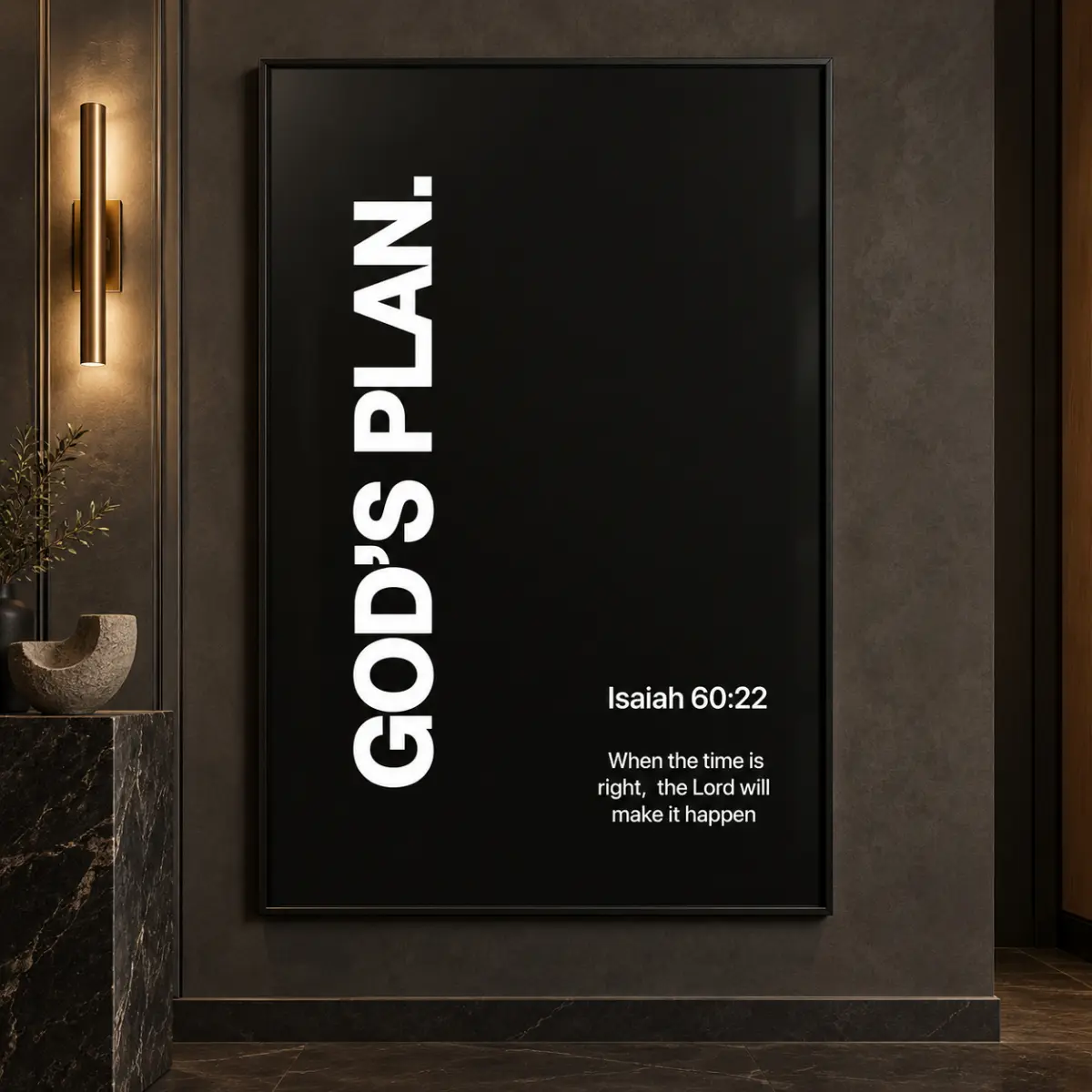 God's Plan Isaiah 60:22 Scripture Black & White Religious Canvas Wall Art, Framed/Unframed Prints, Christian Gift, Inspirational Home Office Bedroom Decor, Bible Verse Posters & Prints, Soho Chic