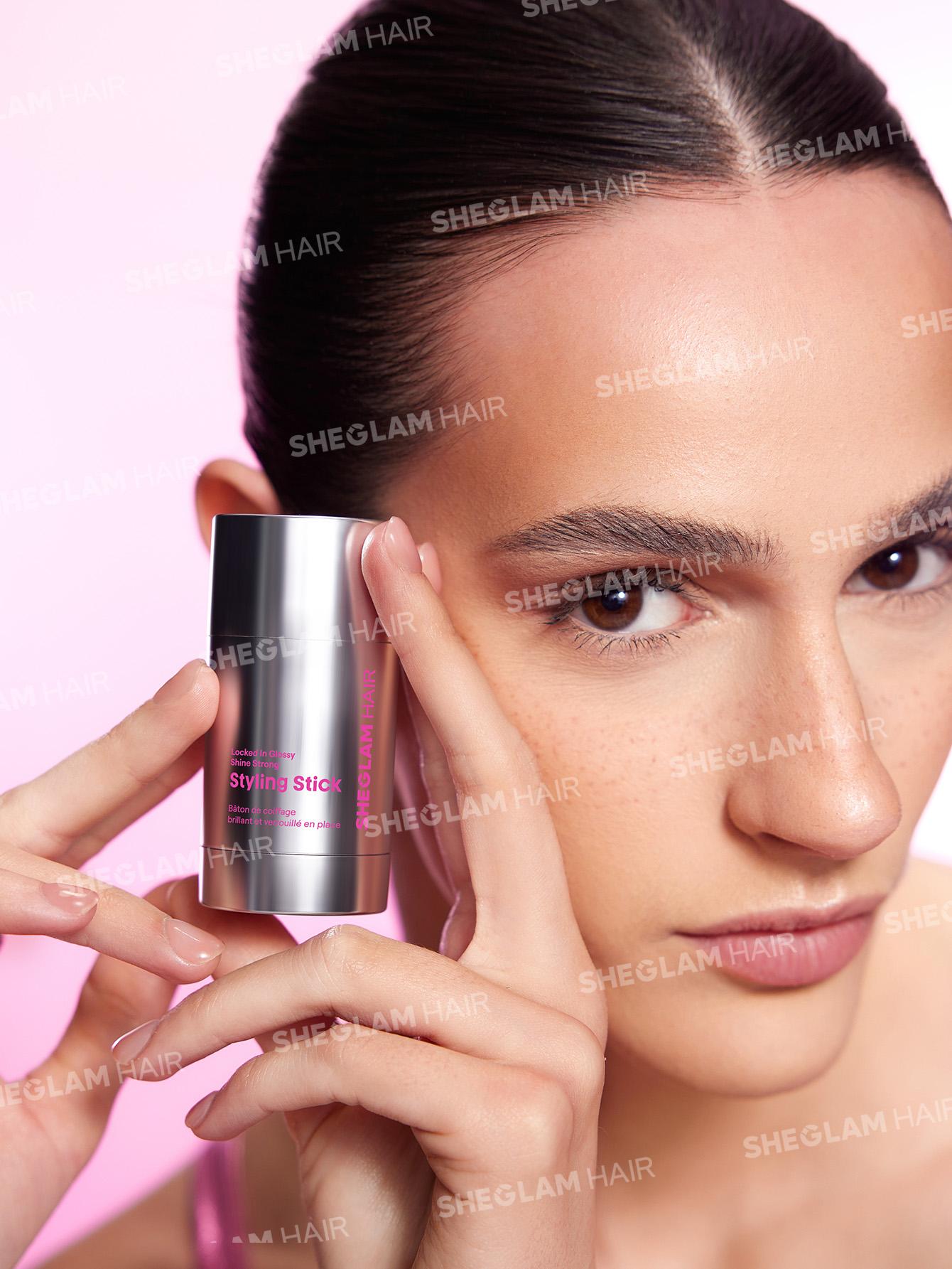 SHEGLAM HAIR Locked in Glossy Shine Strong Styling Stick-30g,Flyaway Hair Control,Elegant Sticks,Long-Lasting Hold,Sleek Look In 1-Swipe,Non-Sticky & Non-Greasy, Zero White Cast,Cranberry Scent Made For All Hair Types-Effortlessbeauty