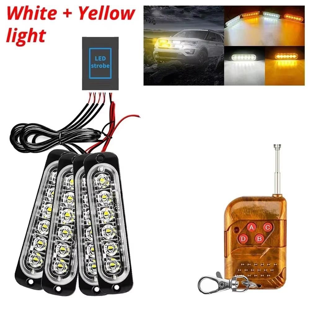 24 LED Strobe Light Wireless Car Emergency Flashing Light Car LED 12V-24V Trailer Truck Strobos Police Warning Light Auto Diode Lamp Strobe Car Lights