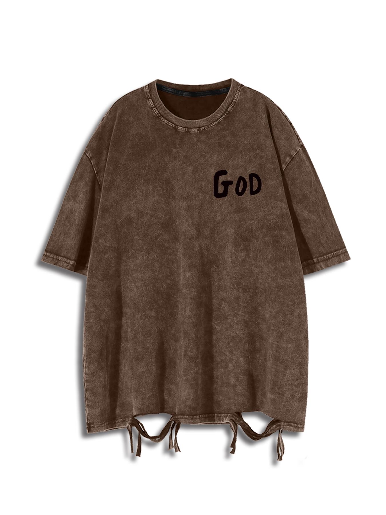 Unisex Men's Letter Print Short Sleeve Graphic Tee, Vintage Trendy Casual Double-sided Printed T-shirt for Daily Wear, Menswear for All Seasons, Top