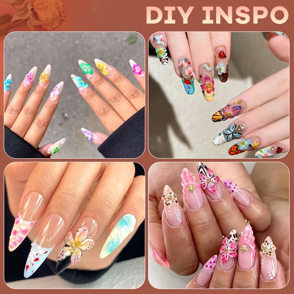 50 Resin Flower Nail Art Decorations, 1.2-1.4cm, Soft Elastic, Vibrant Colors, Leopard Print, Non-Fading 3D Nail Accessories, DIY, Salon, Home Use